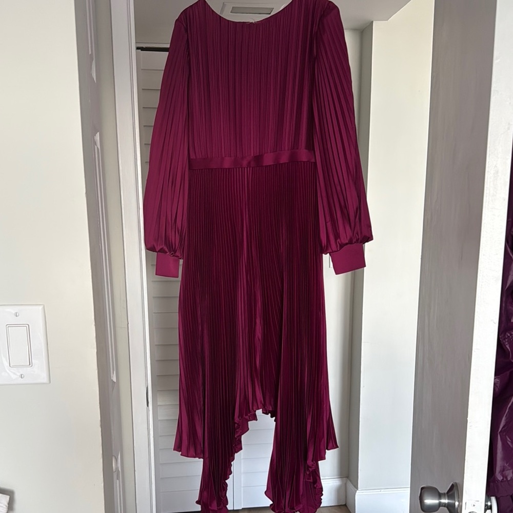 Elegant Burgundy Pleated Dress